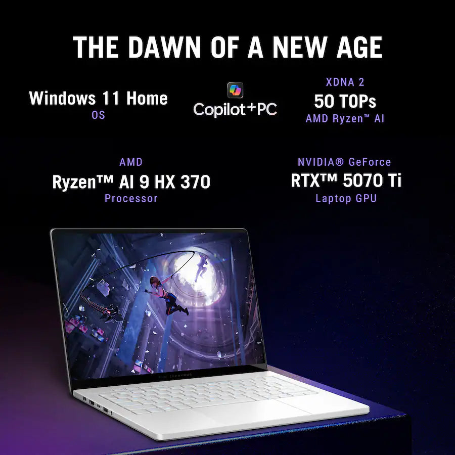 ASUS - ROG Zephyrus G14 14" 3K OLED 120Hz Gaming Laptop - Copilot+ PC - AMD Ryzen AI 9 HX - 32GB RAM - NVIDIA RTX 5070 Ti - 1TB - Platinum White