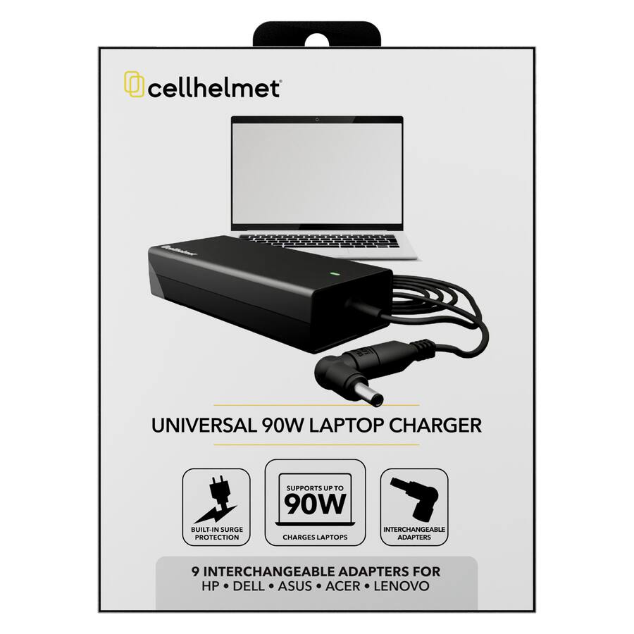 Cellhelmet - 90-Watt Universal Laptop Charger with 6 Adapters - Black