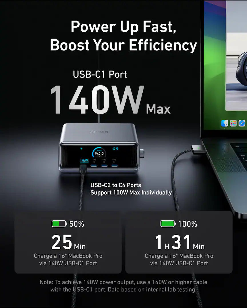 Anker - Prime Charger (250W, 6 Ports, GaNPrime) - Silver