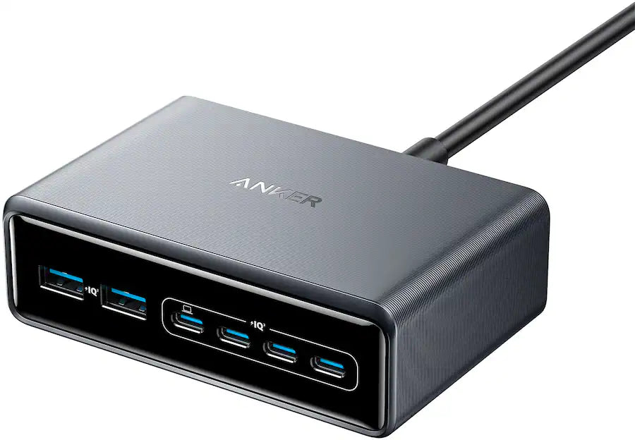 Anker - Prime Desktop Charger (200W, 6 Ports, GaN) - Silver