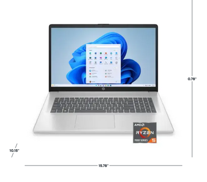 HP - 17.3" Full HD Laptop - AMD Ryzen 5 7520U 2023 - 8GB Memory - 512GB SSD - Natural Silver
