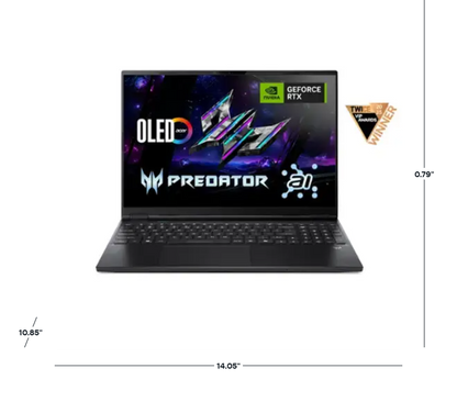 Acer - Predator Helios Neo 16S AI Gaming Laptop - 16" OLED 240Hz - Intel Core Ultra 9 - NVIDIA GeForce RTX 5070Ti – 32GB – 1TB - Obsidian Black